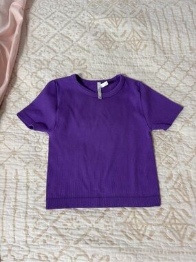 purple ribbed crop top